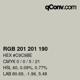 カラーコード: RGB 201 201 190 | qconv.com