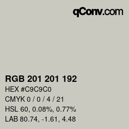 Color code: RGB 201 201 192 | qconv.com