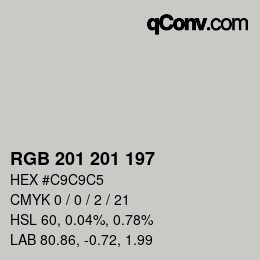 Color code: RGB 201 201 197 | qconv.com