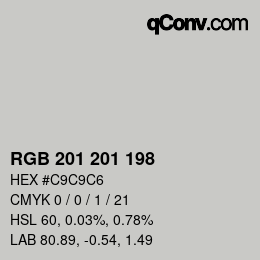 Color code: RGB 201 201 198 | qconv.com