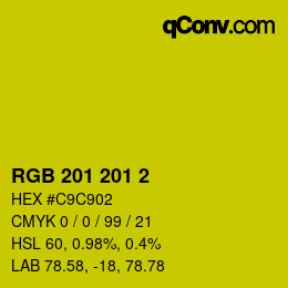 Color code: RGB 201 201 2 | qconv.com