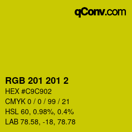 Color code: RGB 201 201 2 | qconv.com