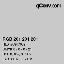 カラーコード: RGB 201 201 201 | qconv.com