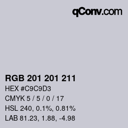 Color code: RGB 201 201 211 | qconv.com