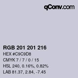 Color code: RGB 201 201 216 | qconv.com