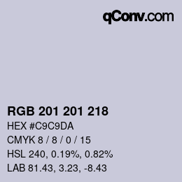 Color code: RGB 201 201 218 | qconv.com