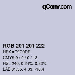 Color code: RGB 201 201 222 | qconv.com