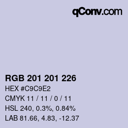 Color code: RGB 201 201 226 | qconv.com