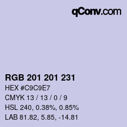 Color code: RGB 201 201 231 | qconv.com
