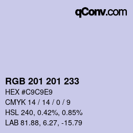 Color code: RGB 201 201 233 | qconv.com