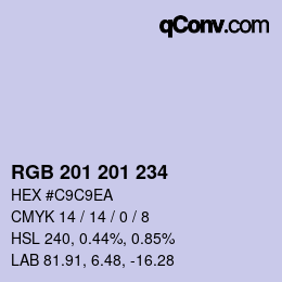 Color code: RGB 201 201 234 | qconv.com