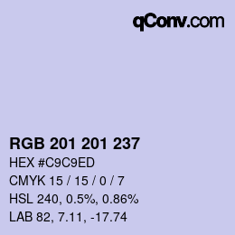 Color code: RGB 201 201 237 | qconv.com