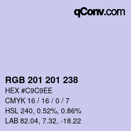 Color code: RGB 201 201 238 | qconv.com