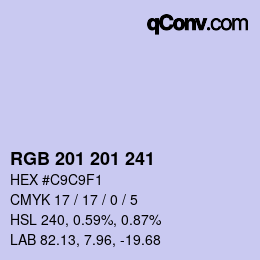 Color code: RGB 201 201 241 | qconv.com