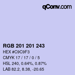 Color code: RGB 201 201 243 | qconv.com