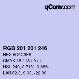 Color code: RGB 201 201 246 | qconv.com