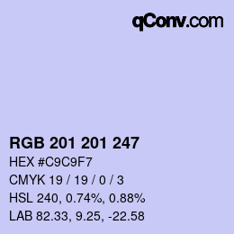 Color code: RGB 201 201 247 | qconv.com