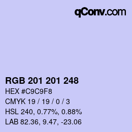 Color code: RGB 201 201 248 | qconv.com