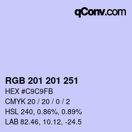 Color code: RGB 201 201 251 | qconv.com