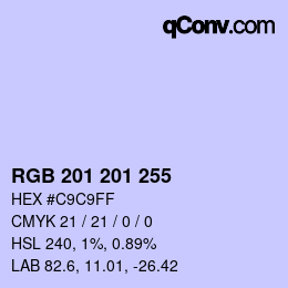 Color code: RGB 201 201 255 | qconv.com