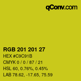 Color code: RGB 201 201 27 | qconv.com