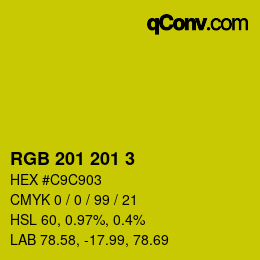 Color code: RGB 201 201 3 | qconv.com