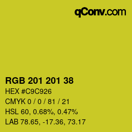 Color code: RGB 201 201 38 | qconv.com