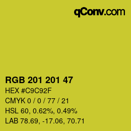 Color code: RGB 201 201 47 | qconv.com