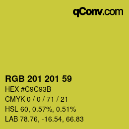 颜色代码: RGB 201 201 59 | qconv.com