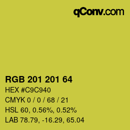 Color code: RGB 201 201 64 | qconv.com
