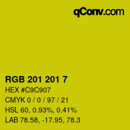 Color code: RGB 201 201 7 | qconv.com