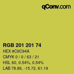 カラーコード: RGB 201 201 74 | qconv.com