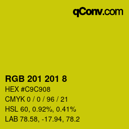 Farbcode: RGB 201 201 8 | qconv.com