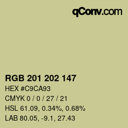 カラーコード: RGB 201 202 147 | qconv.com