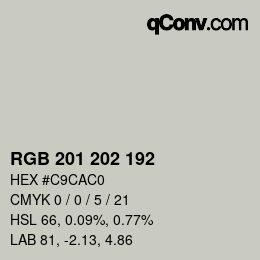 カラーコード: RGB 201 202 192 | qconv.com