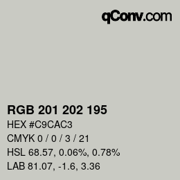 Color code: RGB 201 202 195 | qconv.com