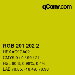 Color code: RGB 201 202 2 | qconv.com