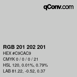 Color code: RGB 201 202 201 | qconv.com