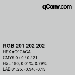颜色代码: RGB 201 202 202 | qconv.com