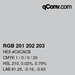 Farbcode: RGB 201 202 203 | qconv.com