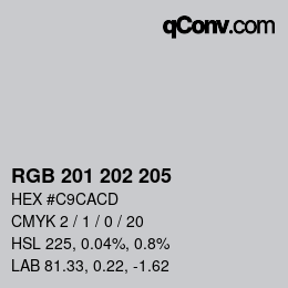 Code couleur: RGB 201 202 205 | qconv.com
