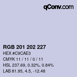 Color code: RGB 201 202 227 | qconv.com