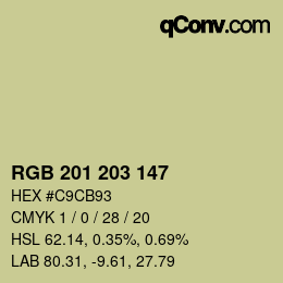 颜色代码: RGB 201 203 147 | qconv.com
