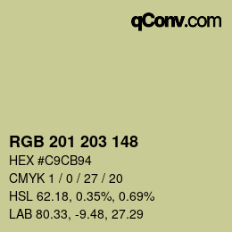 Color code: RGB 201 203 148 | qconv.com