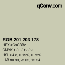 Color code: RGB 201 203 178 | qconv.com