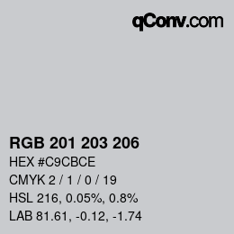 カラーコード: RGB 201 203 206 | qconv.com