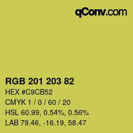 Color code: RGB 201 203 82 | qconv.com