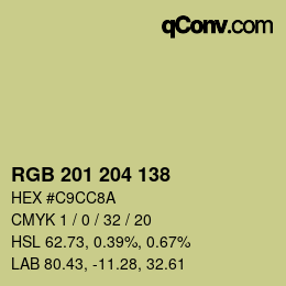 Color code: RGB 201 204 138 | qconv.com