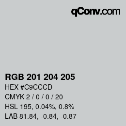 Color code: RGB 201 204 205 | qconv.com