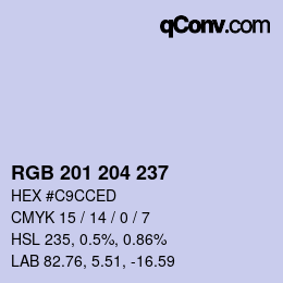 Color code: RGB 201 204 237 | qconv.com